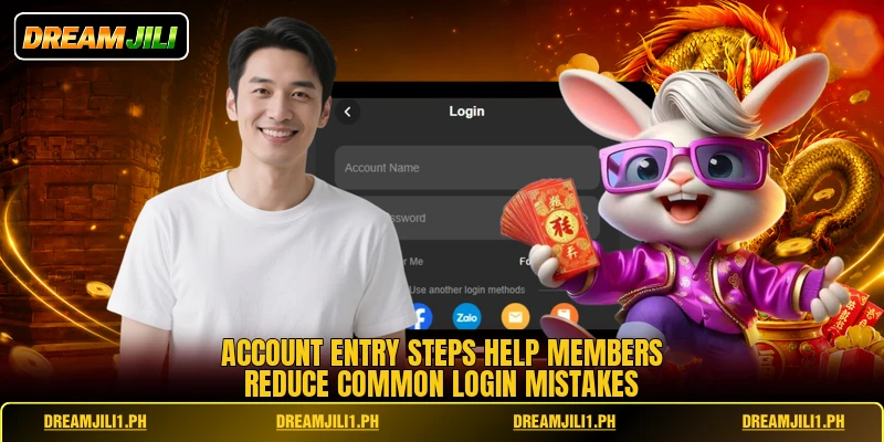 Account entry steps help members reduce common login mistakes
