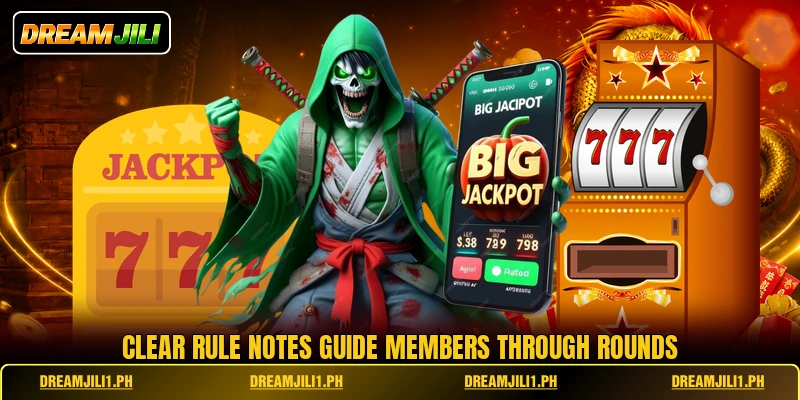 Clear rule notes guide members through rounds