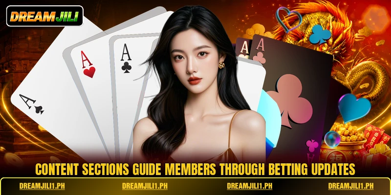 Content sections guide members through betting updates Content sections guide members through betting updates