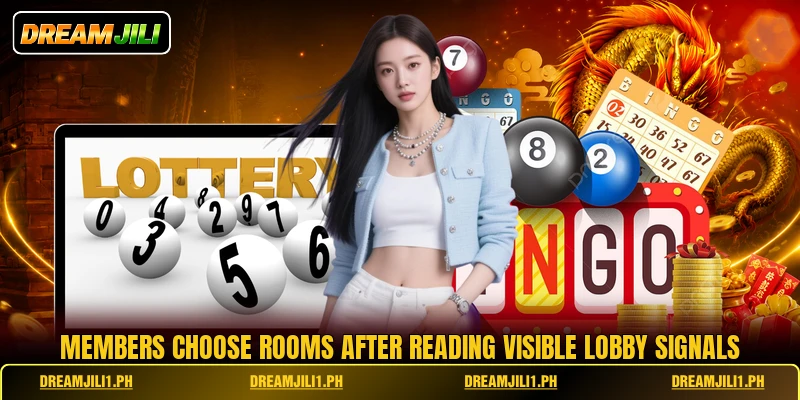 Members choose rooms after reading visible lobby signals