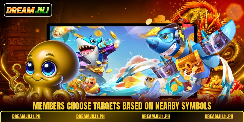 Members choose targets based on nearby symbols