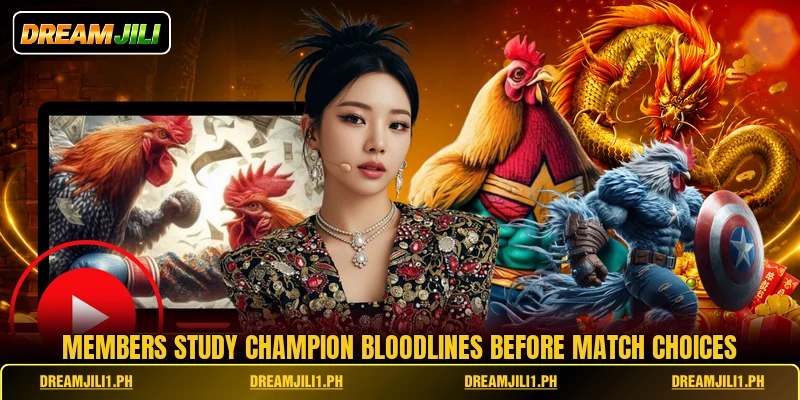 Members study Champion Bloodlines before match choices