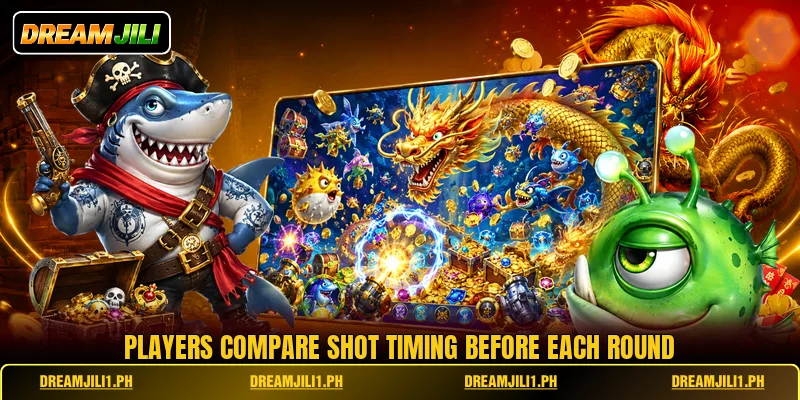 Players compare shot timing before each round