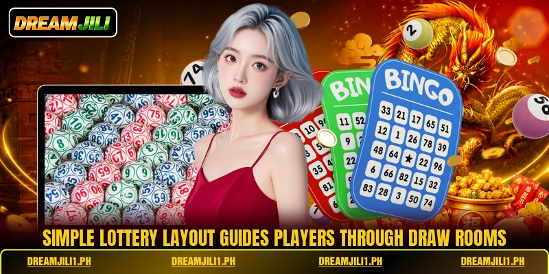 Simple lottery layout guides players through draw rooms